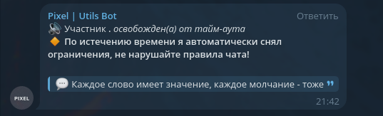 Пример сообщения о размуте от бота